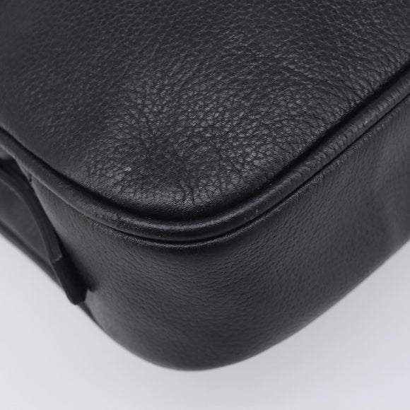 Saint Laurent Cassandra Logo Shoulder Bag Leather Black Gold Tone Auth am13091A