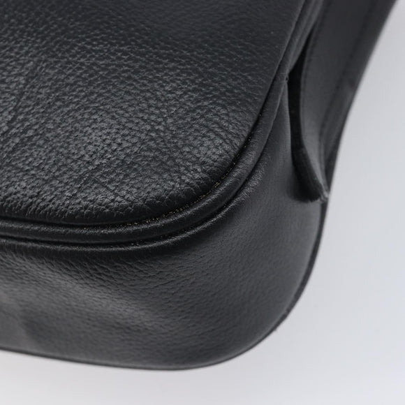 Saint Laurent Cassandra Logo Shoulder Bag Leather Black Gold Tone Auth am13091A
