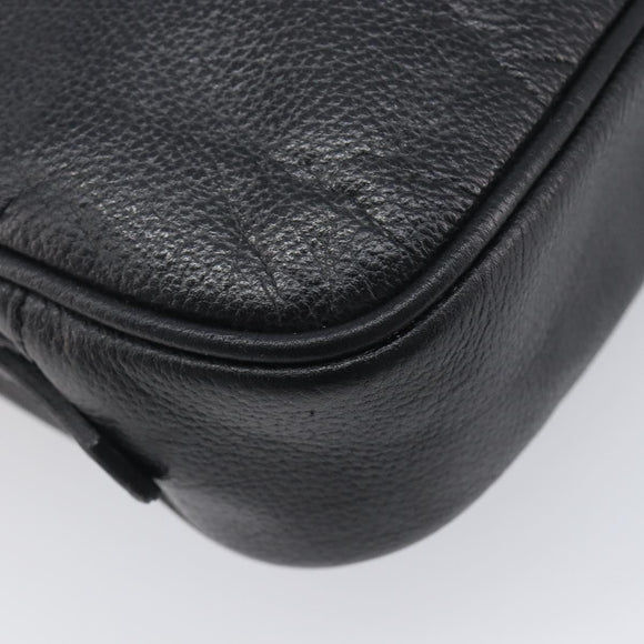 Saint Laurent Cassandra Logo Shoulder Bag Leather Black Gold Tone Auth am13091A