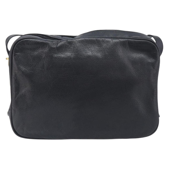 Saint Laurent Cassandra Logo Shoulder Bag Leather Black Gold Tone Auth am13091A
