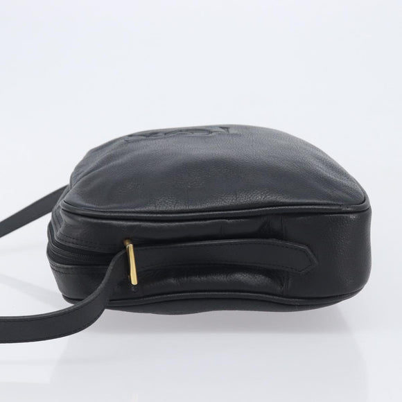 Saint Laurent Cassandra Logo Shoulder Bag Leather Black Gold Tone Auth am13091A