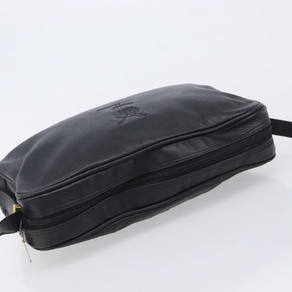 Saint Laurent Cassandra Logo Shoulder Bag Leather Black Gold Tone Auth am13091A