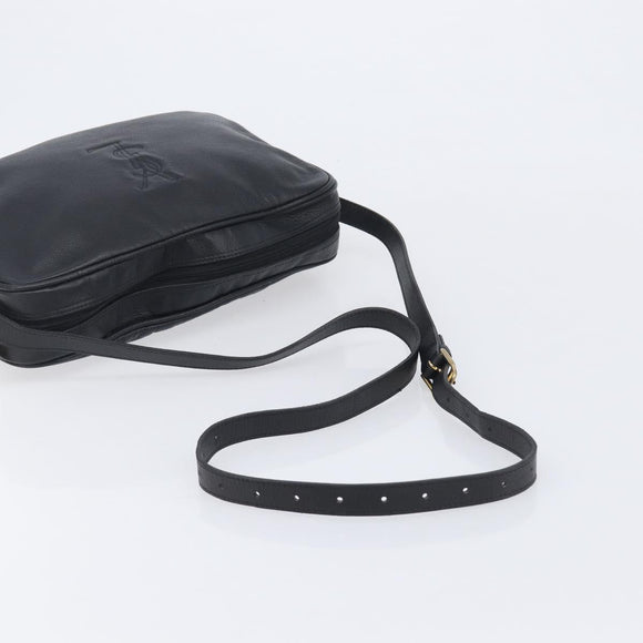 Saint Laurent Cassandra Logo Shoulder Bag Leather Black Gold Tone Auth am13091A