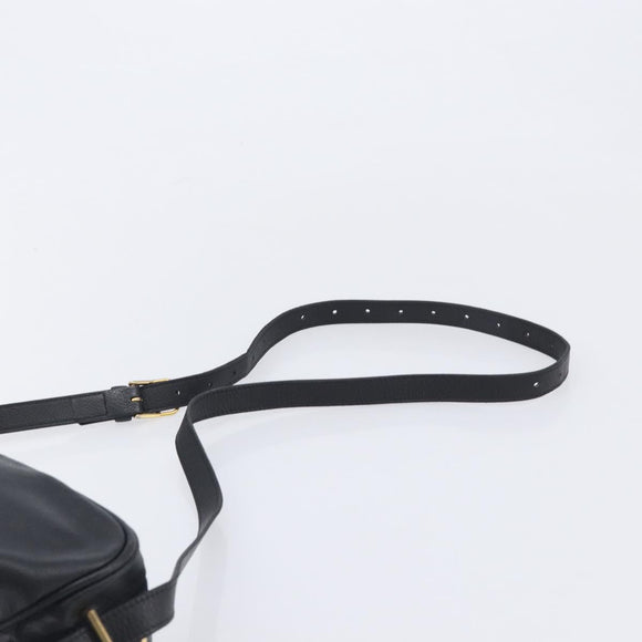 Saint Laurent Cassandra Logo Shoulder Bag Leather Black Gold Tone Auth am13091A
