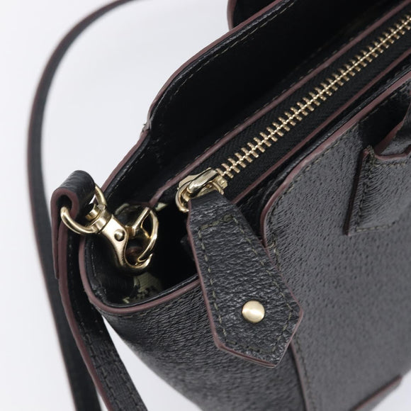 Vivienne Westwood Hand Bag Leather Black Gold Tone Auth am13092V