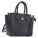 Vivienne Westwood Hand Bag Leather Black Gold Tone Auth am13092V-1