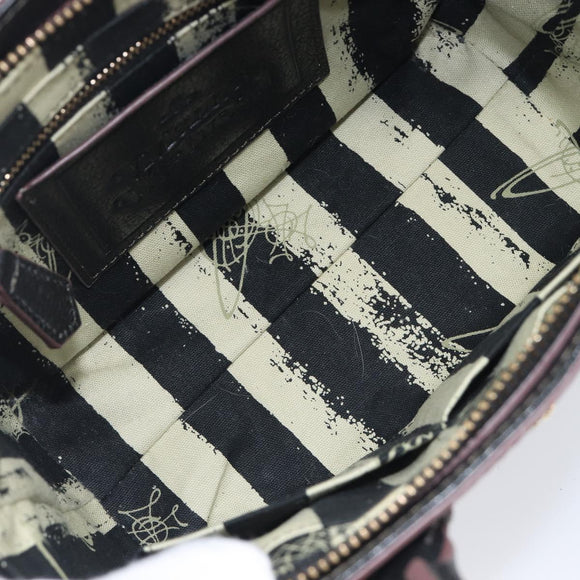 Vivienne Westwood Hand Bag Leather Black Gold Tone Auth am13092V