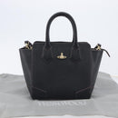 Vivienne Westwood Hand Bag Leather Black Gold Tone Auth am13092V-12