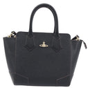 Vivienne Westwood Hand Bag Leather Black Gold Tone Auth am13092V-13
