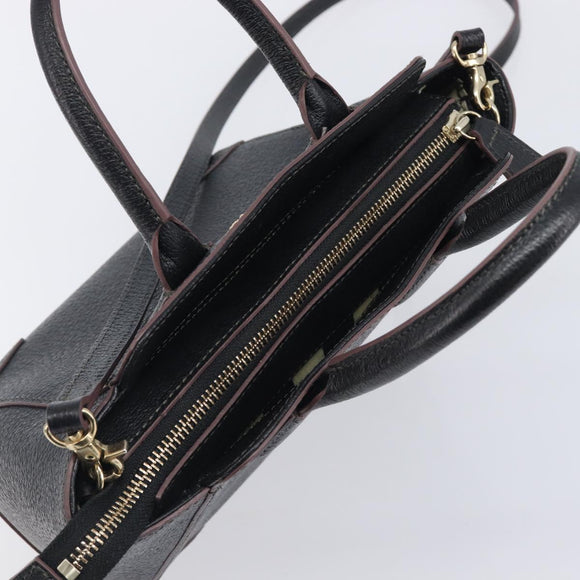 Vivienne Westwood Hand Bag Leather Black Gold Tone Auth am13092V