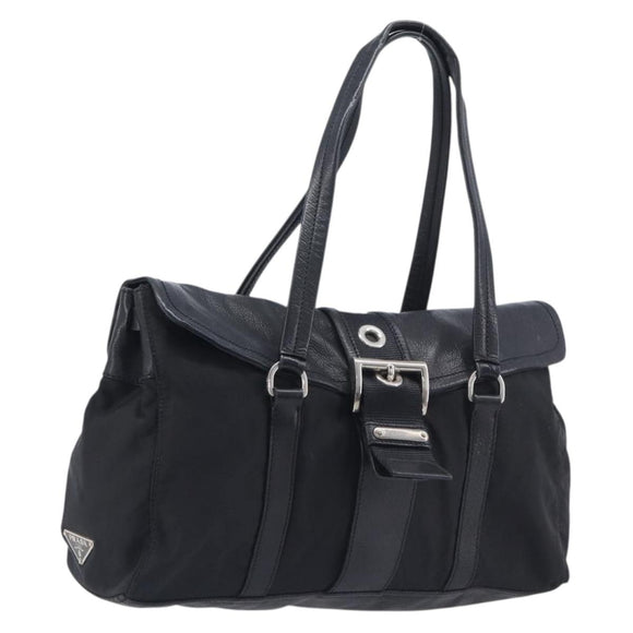 PRADA Shoulder Bag Nylon Black Silver Auth am13098A