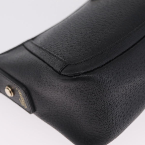 GUCCI Abbey Shoulder Bag Leather Black Gold Tone 130939 Auth am13107V