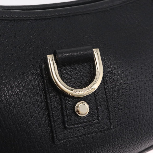 GUCCI Abbey Shoulder Bag Leather Black Gold Tone 130939 Auth am13107V