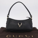 GUCCI Abbey Shoulder Bag Leather Black Gold Tone 130939 Auth am13107V-25