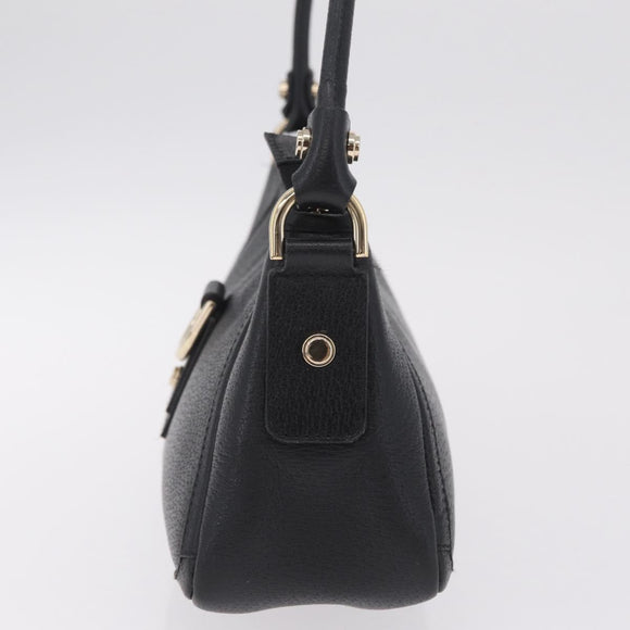 GUCCI Abbey Shoulder Bag Leather Black Gold Tone 130939 Auth am13107V
