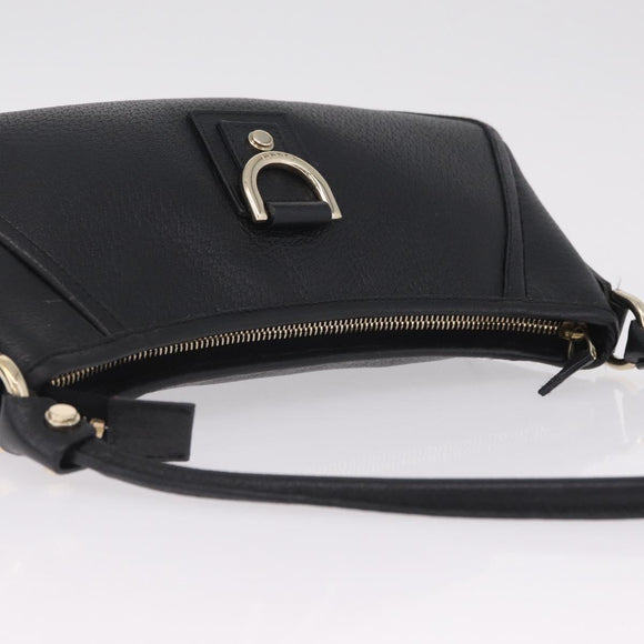 GUCCI Abbey Shoulder Bag Leather Black Gold Tone 130939 Auth am13107V