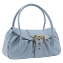 CELINE Hand Bag Leather Light Blue Gold Tone Auth am13108V-1