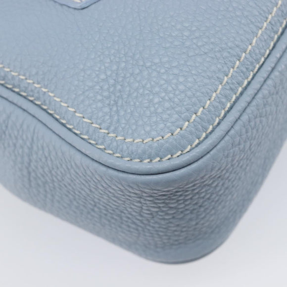 CELINE Hand Bag Leather Light Blue Gold Tone Auth am13108V
