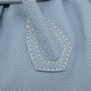 CELINE Hand Bag Leather Light Blue Gold Tone Auth am13108V-15