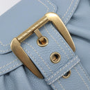 CELINE Hand Bag Leather Light Blue Gold Tone Auth am13108V-16