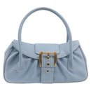 CELINE Hand Bag Leather Light Blue Gold Tone Auth am13108V-2
