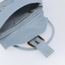 CELINE Hand Bag Leather Light Blue Gold Tone Auth am13108V-20