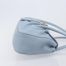 CELINE Hand Bag Leather Light Blue Gold Tone Auth am13108V-4