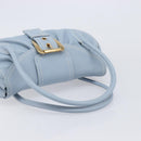 CELINE Hand Bag Leather Light Blue Gold Tone Auth am13108V-7