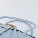 CELINE Hand Bag Leather Light Blue Gold Tone Auth am13108V-8