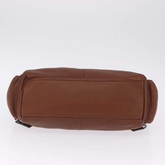 PRADA Hand Bag Leather Brown Silver Auth am13109SAV