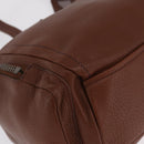 PRADA Hand Bag Leather Brown Silver Auth am13109SAV-11