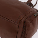 PRADA Hand Bag Leather Brown Silver Auth am13109SAV-12