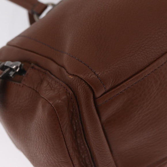 PRADA Hand Bag Leather Brown Silver Auth am13109SAV
