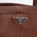 PRADA Hand Bag Leather Brown Silver Auth am13109SAV-15