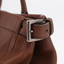 PRADA Hand Bag Leather Brown Silver Auth am13109SAV-16