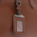 PRADA Hand Bag Leather Brown Silver Auth am13109SAV-19