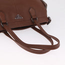 PRADA Hand Bag Leather Brown Silver Auth am13109SAV-7