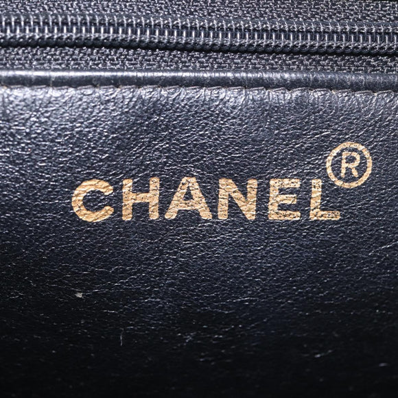 CHANEL COCO Mark Chain Tote Bag Lamb Skin Black Gold Tone CC Auth am13114V