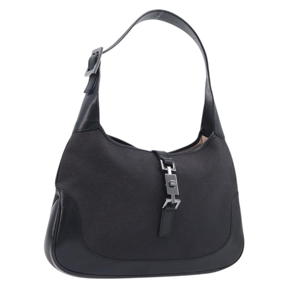 GUCCI Jackie Shoulder Bag Canvas Black Silver 001 3306 Auth am13126V