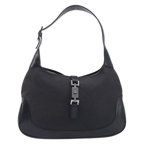 GUCCI Jackie Shoulder Bag Canvas Black Silver 001 3306 Auth am13126V