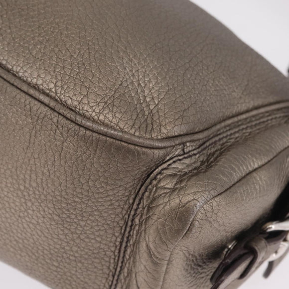 PRADA Shoulder Bag Leather Gold Silver Auth am13129V