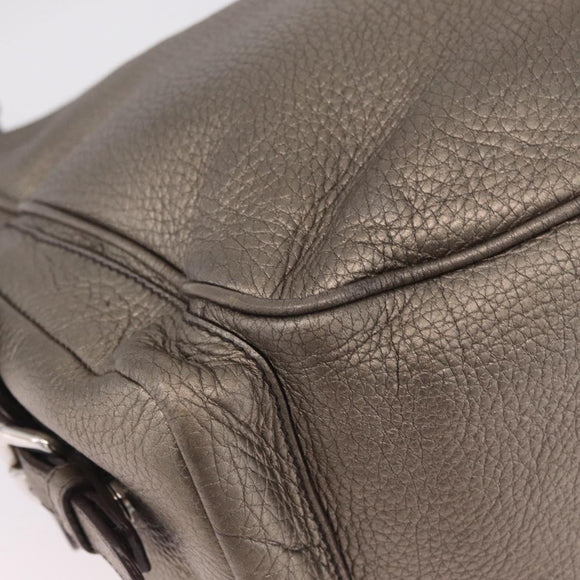 PRADA Shoulder Bag Leather Gold Silver Auth am13129V