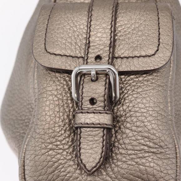 PRADA Shoulder Bag Leather Gold Silver Auth am13129V