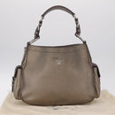 PRADA Shoulder Bag Leather Gold Silver Auth am13129V-26