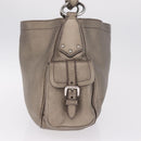 PRADA Shoulder Bag Leather Gold Silver Auth am13129V-4