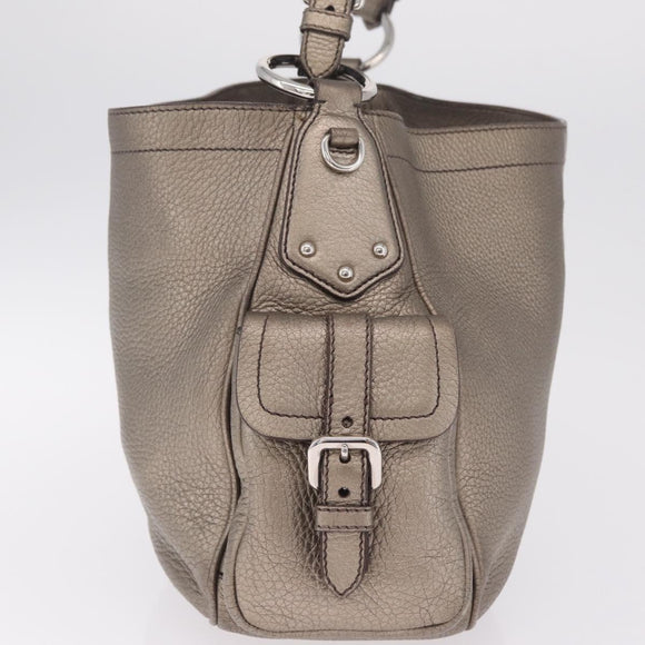 PRADA Shoulder Bag Leather Gold Silver Auth am13129V