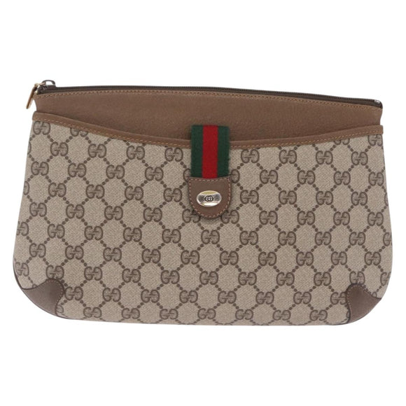 GUCCI GG Supreme Web Sherry Line Shoulder Bag PVC Brown 904 02 026 Auth am13133A