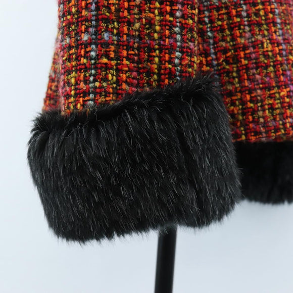 Saint Laurent Tweed Jacket Fur Multicolor Black Auth am13138V