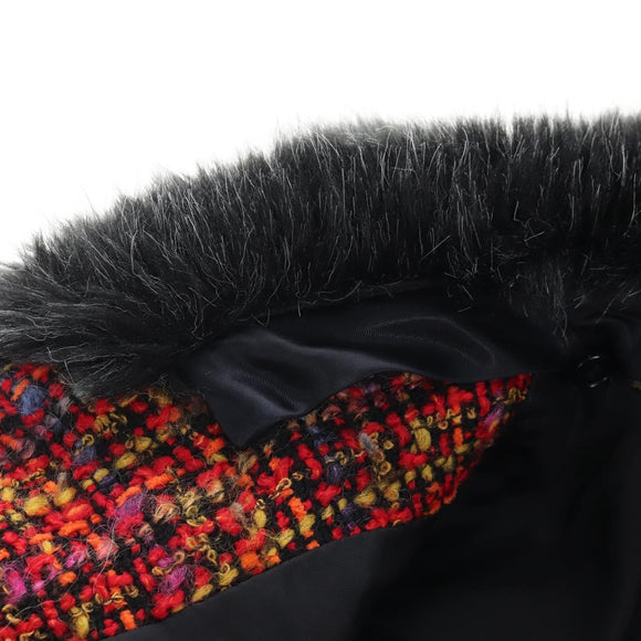Saint Laurent Tweed Jacket Fur Multicolor Black Auth am13138V