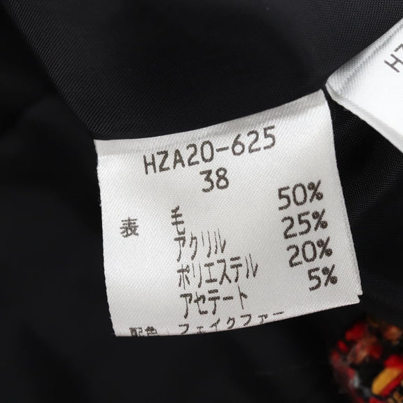 Saint Laurent Tweed Jacket Fur Multicolor Black Auth am13138V